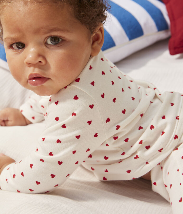 Conjunto de algod&oacute;n estampado para beb&eacute; blanco/rojo