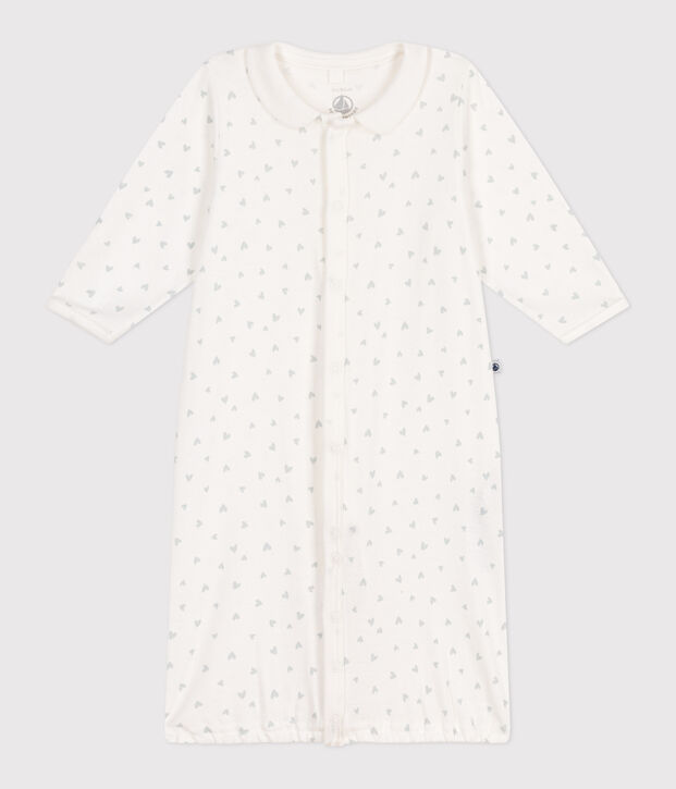 Mono saco de algod&oacute;n con cuello con corazoncitos para beb&eacute; blanco/multicolor