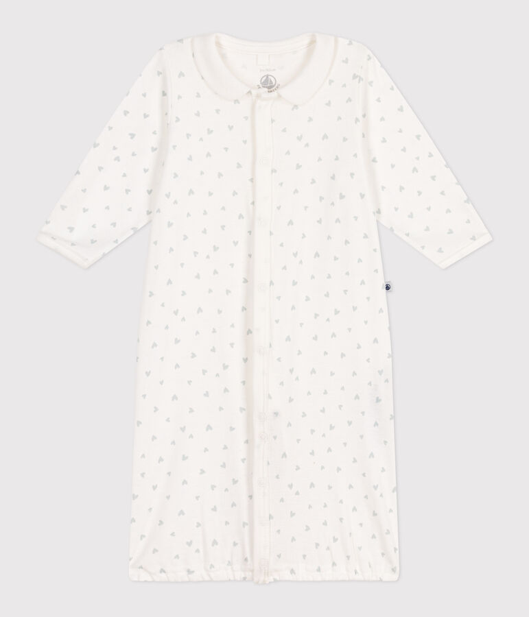 Mono saco de algod&oacute;n con cuello con corazoncitos para beb&eacute; blanco/multicolor