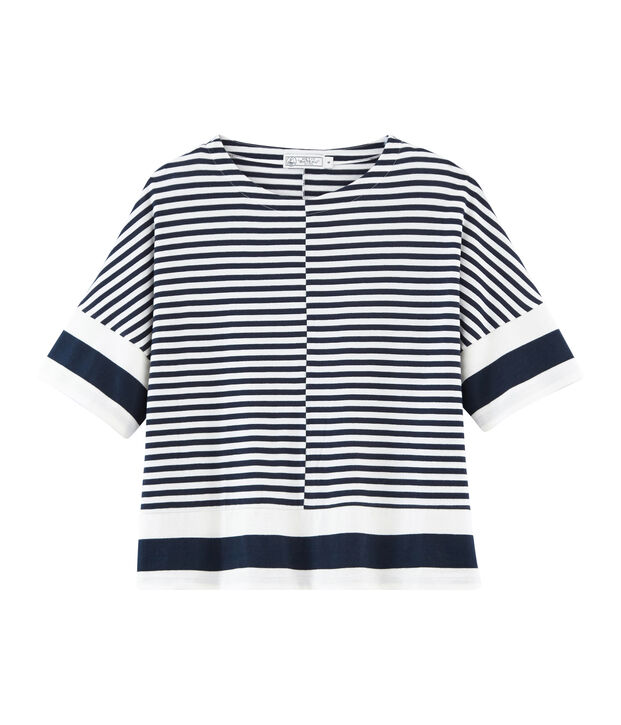 Camiseta manga corta gr&aacute;fica para mujer azul/blanco