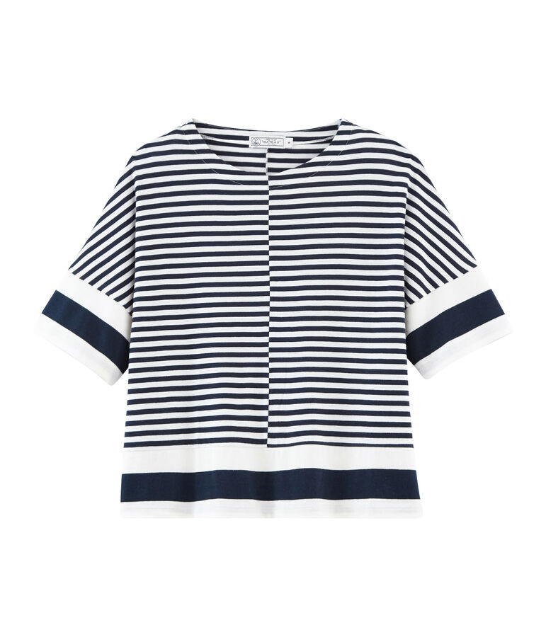 Camiseta manga corta gr&aacute;fica para mujer azul SMOKING/blanco MARSHMALLOW