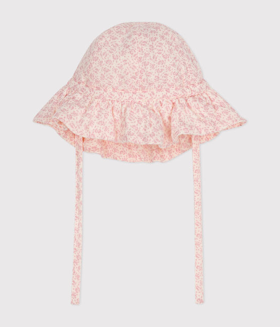 Capelina de gasa de algodón con flores rosas para bebé niña variante 1