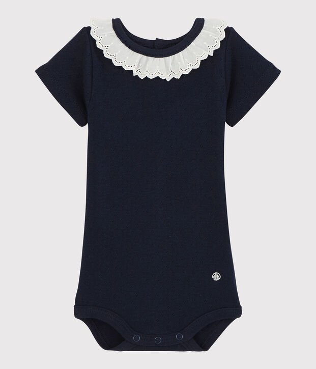 Body con cuello de bordado ingl&eacute;s de beb&eacute; ni&ntilde;a SMOKING