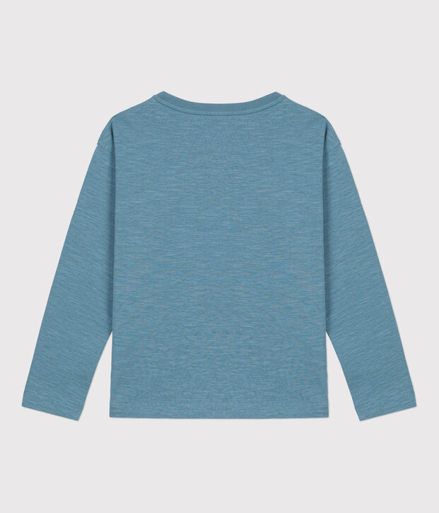 Camiseta de algod&oacute;n de manga larga de ni&ntilde;o azul