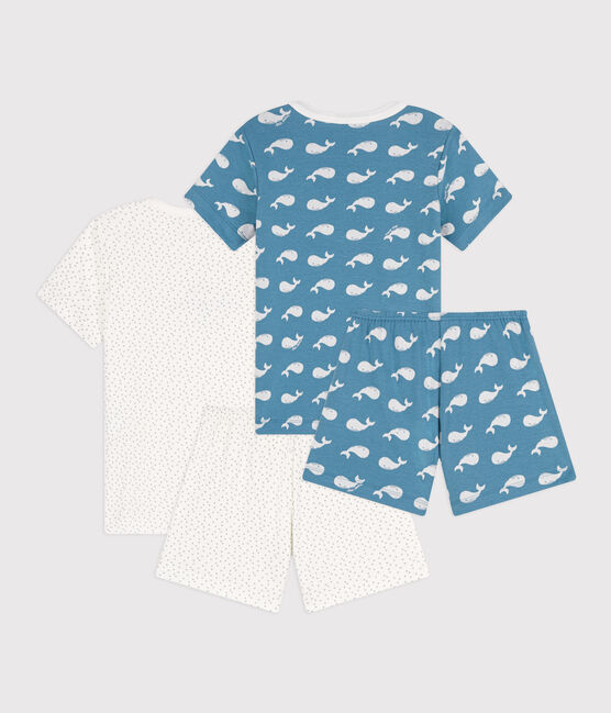 Juego de 2 pijamas cortos de algodón con ballenas para niño variante 1