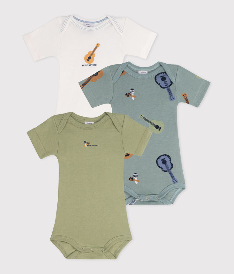 Juego de 3 bodis de algod&oacute;n de manga corta para beb&eacute; multicolor