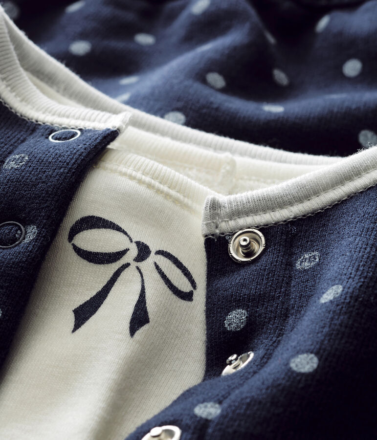 Conjunto de 3 piezas de lunares para beb&eacute; ni&ntilde;a azul/blanco