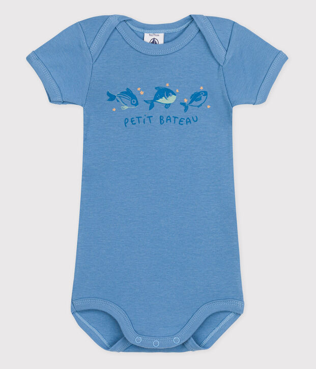 Bodi de manga corta de beb&eacute; ni&ntilde;a azul