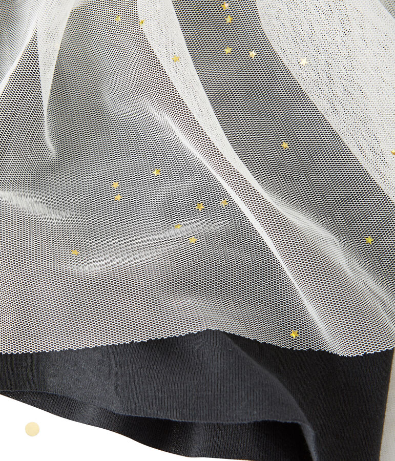 Vestido bi-materia para beb&eacute; ni&ntilde;a beige COQUILLE/gris CAPECOD