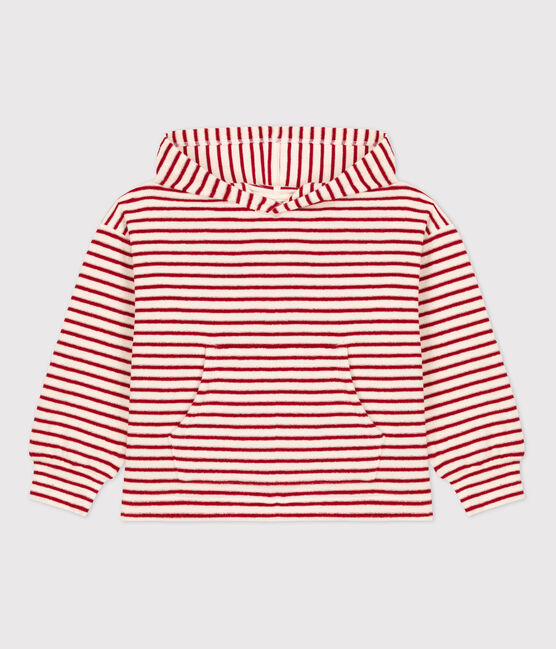 Sudadera a rayas con capucha de niña / niño blanco AVALANCHE/ STOP