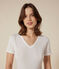 Camiseta Iconique de manga corta de punto liso para mujer blanco ECUME