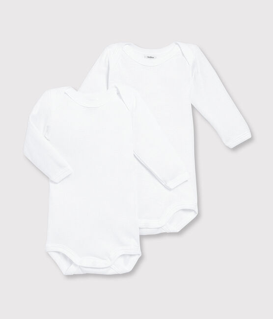 Lote de 2 bodys blancos de manga larga de bebé blanco MARSHMALLOW