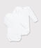 Lote de 2 bodys blancos de manga larga de bebé blanco MARSHMALLOW
