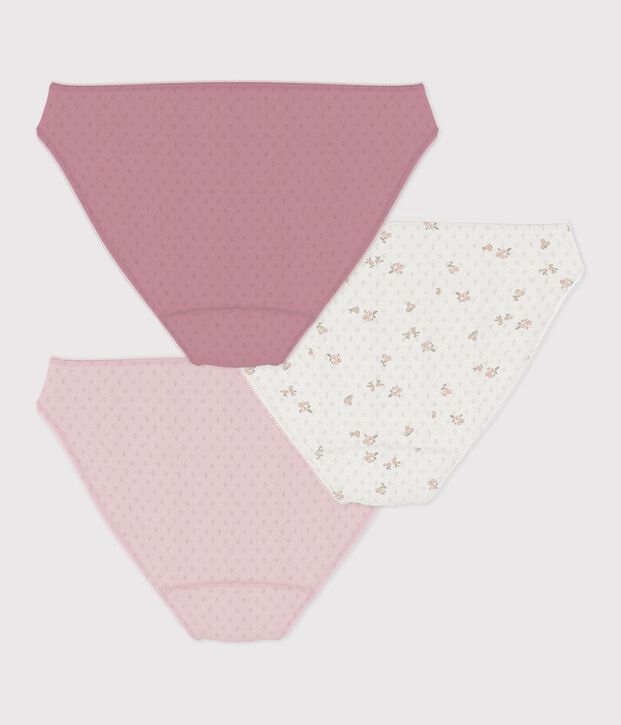 Juego de braguitas de algod&oacute;n calado con flores para mujer multicolor