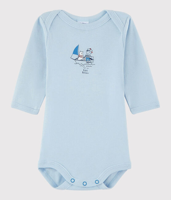 Bodi de manga larga de bebé niño azul FRAICHEUR