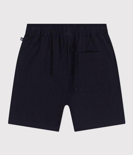 Pantalón corto infantil de sarga de algodón y lino azul SMOKING