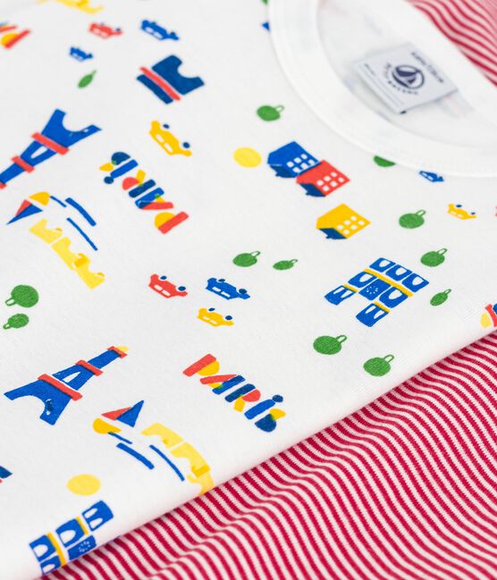Juego de camisetas infantiles de algodón de manga larga con estampado de París variante 1