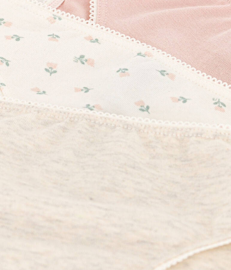 Juego de 3 braguitas de algod&oacute;n y elastano con flores para ni&ntilde;a multicolor