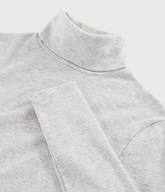 Camiseta de cuello alto emblemática de algodón de mujer gris BELUGA CHINE