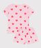 Pijama corto infantil de algod&oacute;n con estampado de corazones rosa/naranja