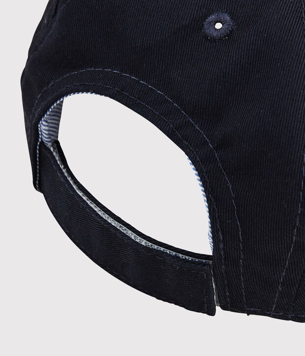 Gorra con placa de rizo de beb&eacute; ni&ntilde;o. azul/blanco