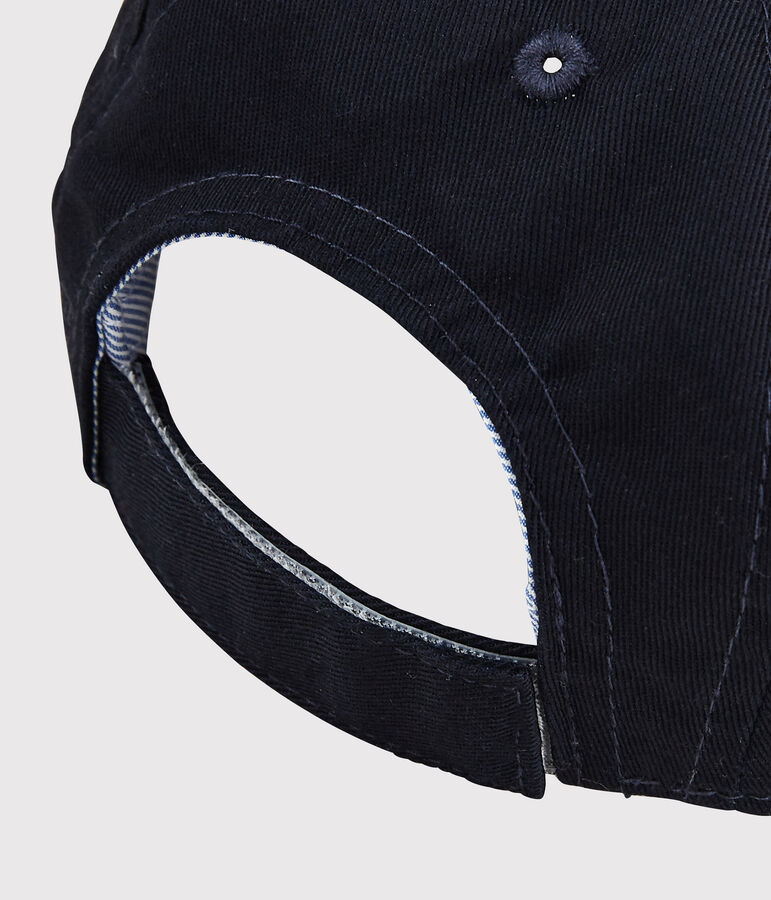 Gorra con placa de rizo de beb&eacute; ni&ntilde;o. azul/blanco