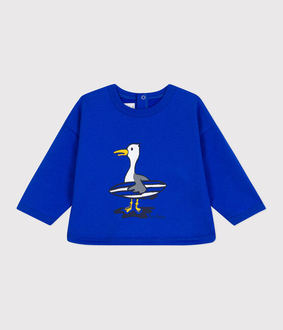 Sudadera de bebé de algodón liso azul PERSE
