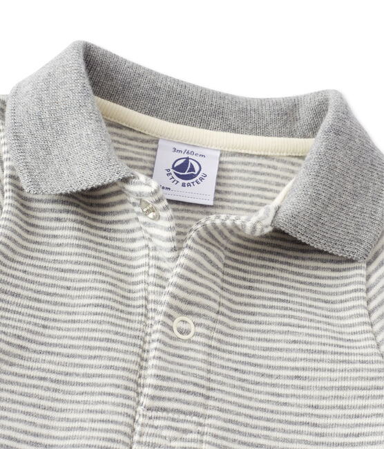 Body bebé de niño en milrayas gris SUBWAY/beige COQUILLE