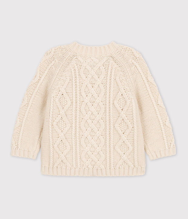 Jersey de punto trenzado de algod&oacute;n para beb&eacute; crudo