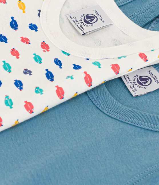 Juego de 2 camisetas de tirantes de algodón con animales marinos para niño variante 1