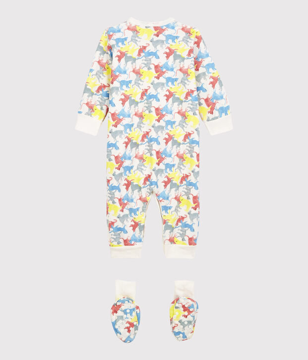 Pijama de gatitos de colores en felpa de beb&eacute; blanco/multicolor