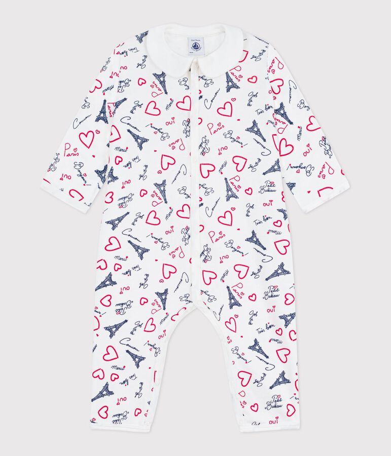 Pijama sin pies de algod&oacute;n con estampado de Par&iacute;s para beb&eacute; blanco/multicolor