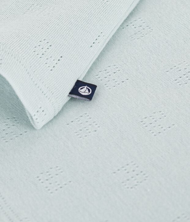 Polo de algod&oacute;n calado de manga corta con estampados para beb&eacute; verde