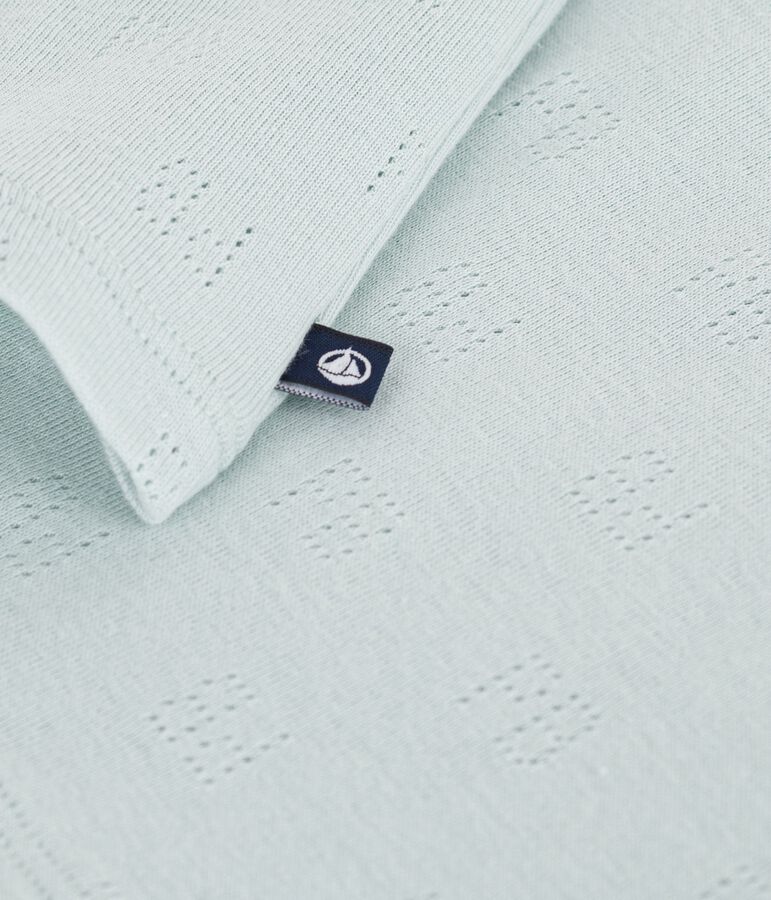 Polo de algod&oacute;n calado de manga corta con estampados para beb&eacute; azul
