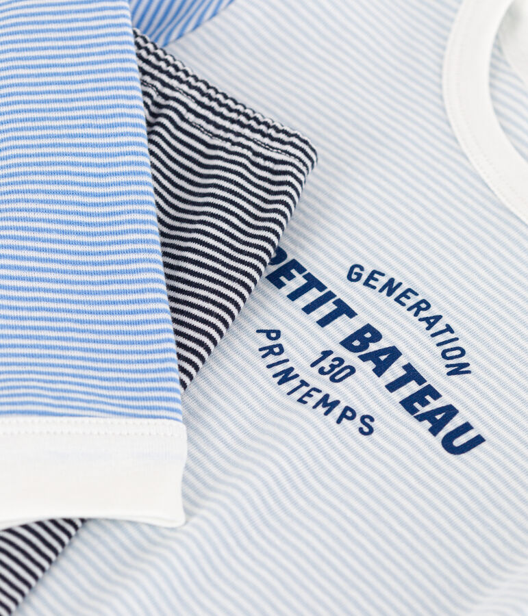 Pijama de algod&oacute;n milrayas tricolor para ni&ntilde;o/ni&ntilde;a azul/multicolor