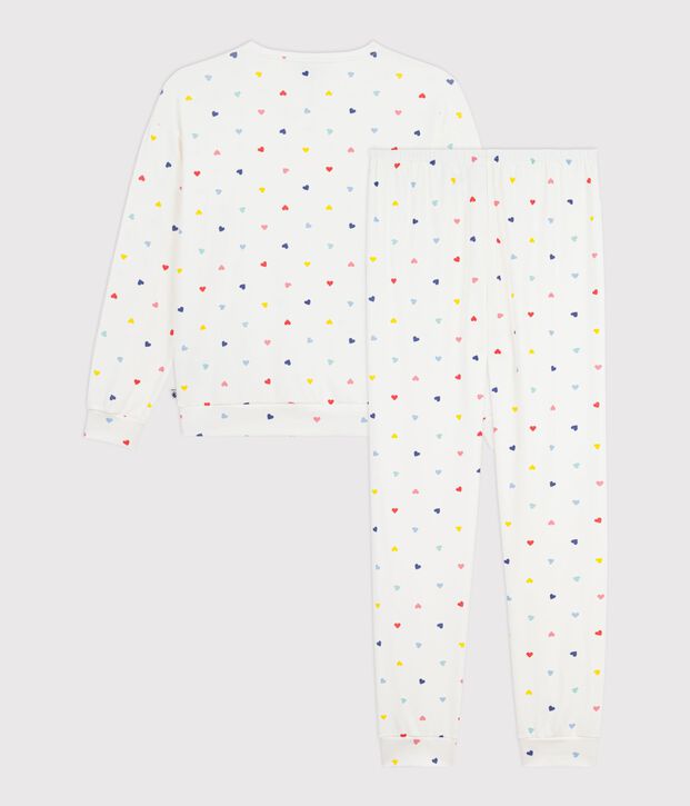 Pijama de algod&oacute;n y elastano con estampado de corazones para mujer blanco/multicolor