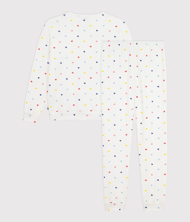 Pijama de algod&oacute;n y elastano con estampado de corazones para mujer blanco/multicolor