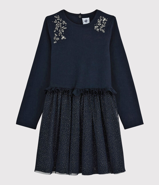 Vestido de manga larga infantil para niña azul SMOKING