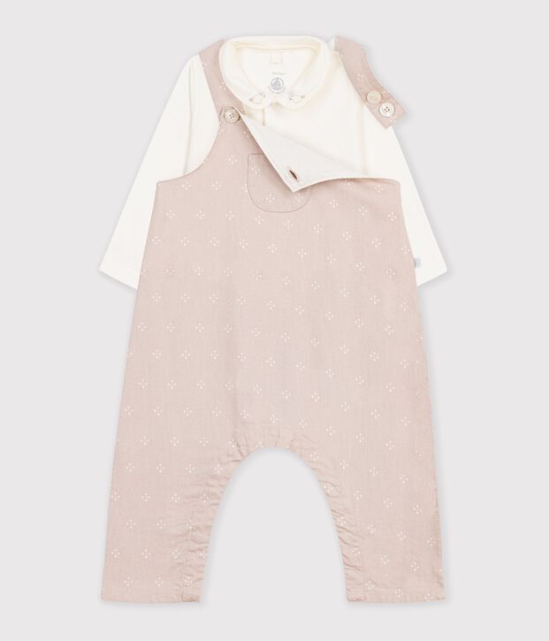 Conjunto de peto y body de algod&oacute;n con cuello liso para beb&eacute; multicolor