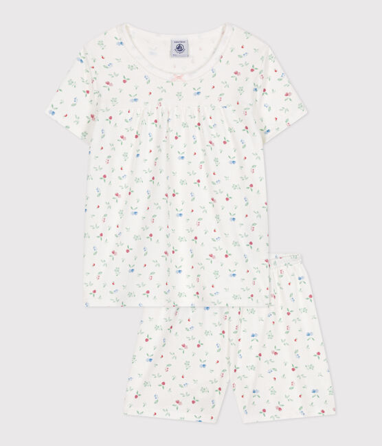 Pijama infantil corto de algodón con frutas blanco MARSHMALLOW/blanco MULTICO