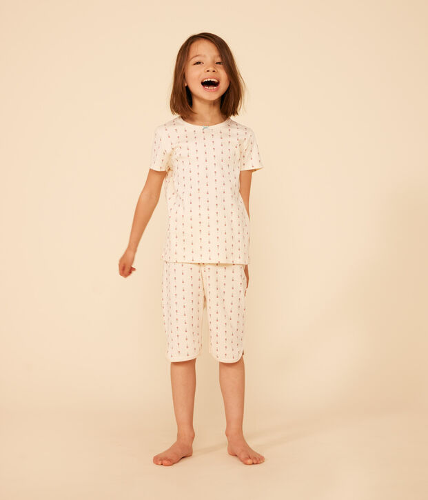 Pijama pirata infantil de algod&oacute;n con estampado de flor crudo/multicolor