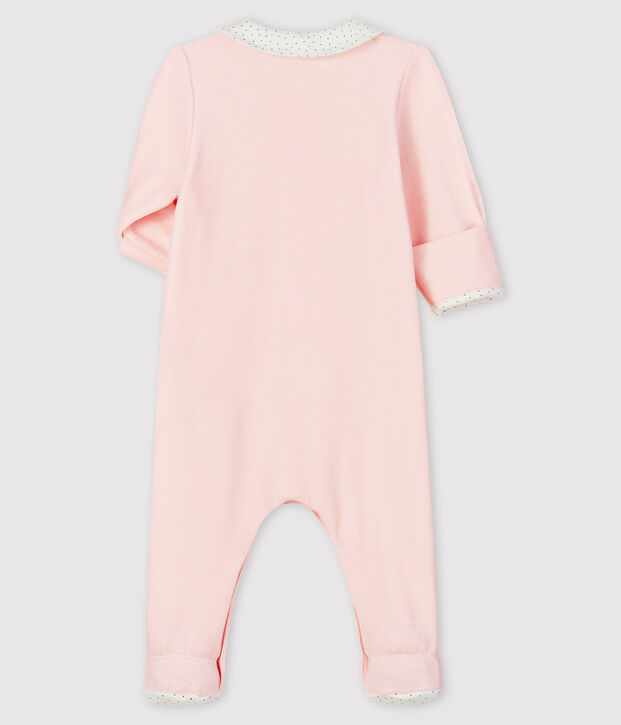 Pijama rosa de terciopelo con cuello para beb&eacute; ni&ntilde;a FLEUR