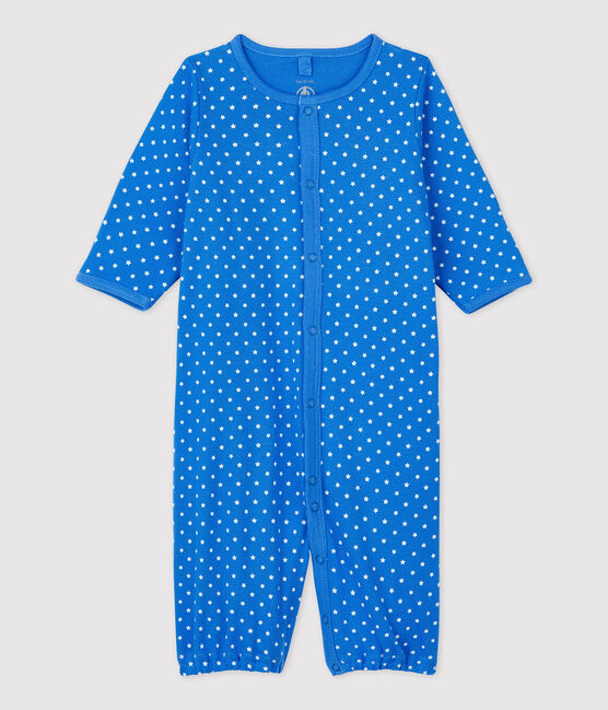 Mono de bebé de algodón orgánico azul BRASIER/gris MARSHMALLOW