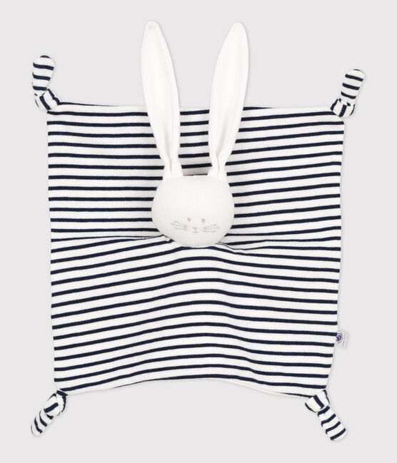 Doudou de conejo marinero de algodón orgánico para bebé blanco MARSHMALLOW/azul SMOKING
