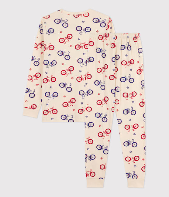 Pijama de algodón con motivo de bicicleta de niño blanco AVALANCHE/ MULTICO