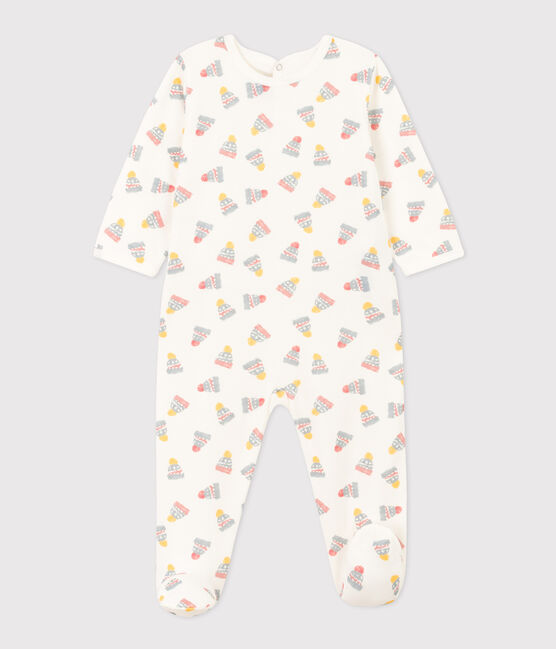 Pijama de felpa con gorros para bebé blanco MARSHMALLOW/blanco MULTICO