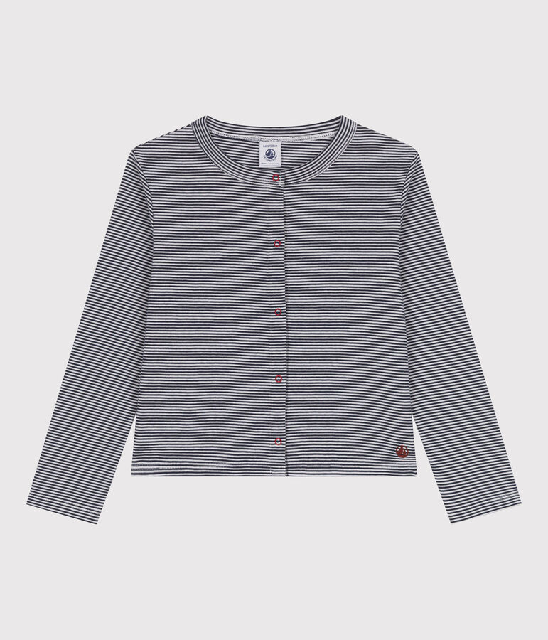 C&aacute;rdigan infantil de algod&oacute;n a rayas azul/blanco