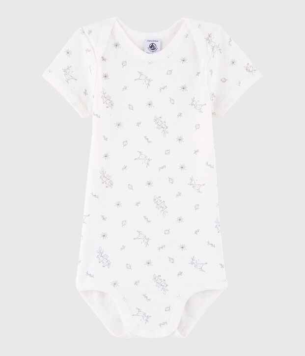 Bodi de manga corta de beb&eacute; ni&ntilde;a blanco/multicolor