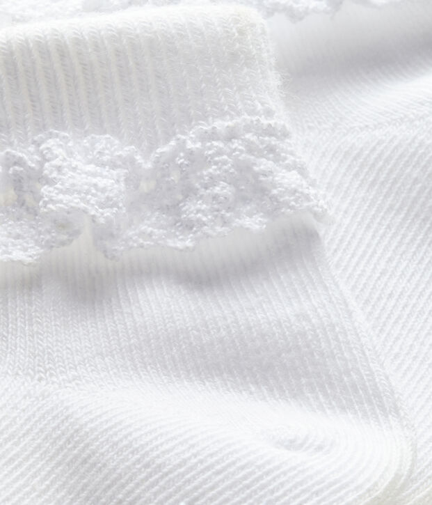 Calcetines ni&ntilde;a con puntilla blanco