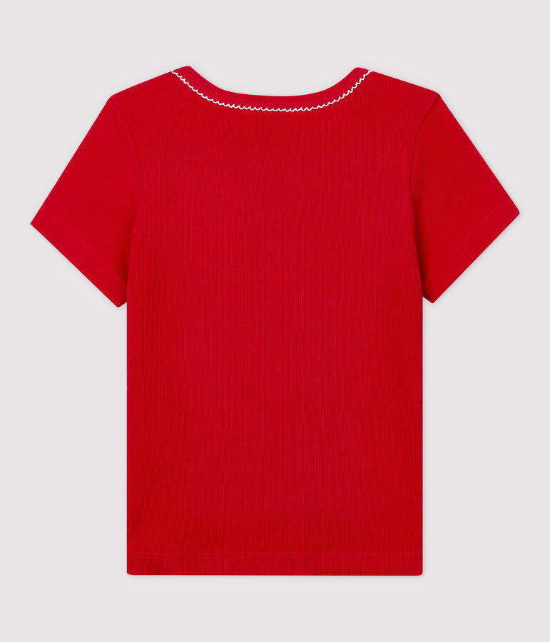 Camiseta de manga corta de algod&oacute;n de ni&ntilde;a rojo TERKUIT